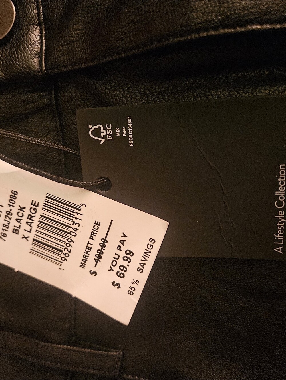 Black Faux Leather Jacket with Tags - XL